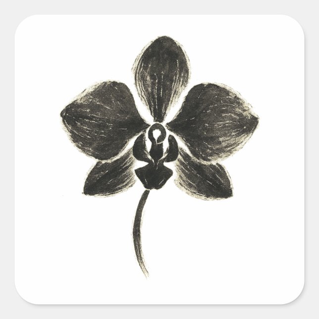 Orchid Line Drawing – Floral Sticker (Front)