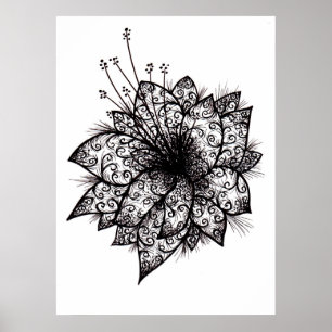 Orchid Lineart Design Poster Print