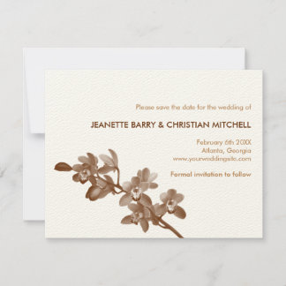 Orchid lover brown modern wedding save the date