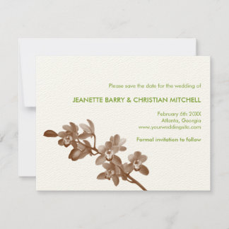 Orchid lover green modern wedding save the date