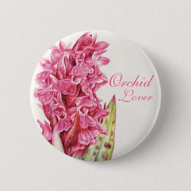Orchid Lover painted art Button (Front)