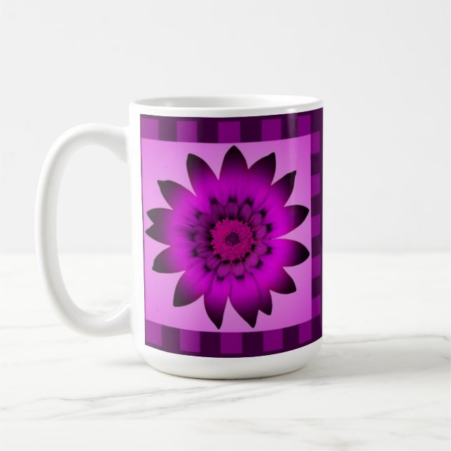Orchid Magenta Daisy Flower, Pattern Stripes - Mug (Left)