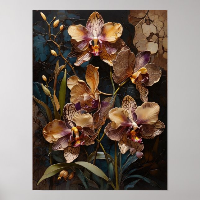 Orchid Majesty - flowers digital art poster (Front)