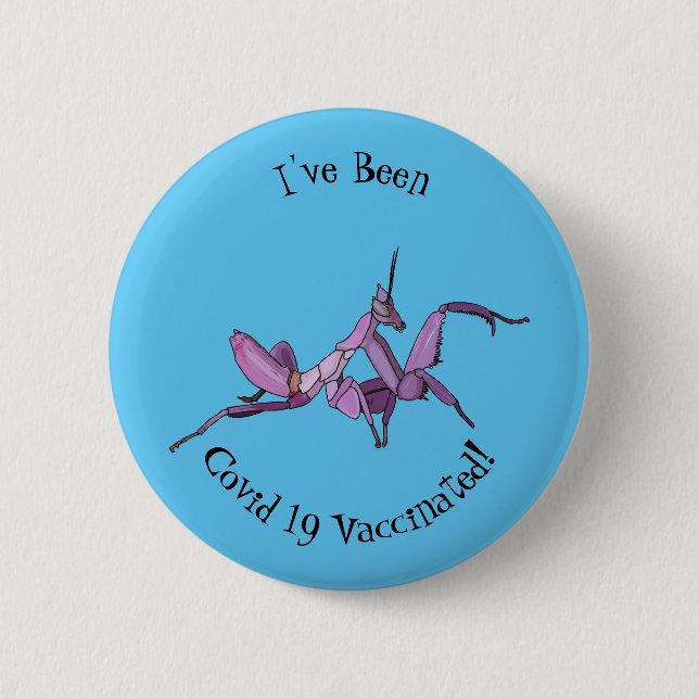 Orchid mantis cartoon illustration 6 cm round badge (Front)