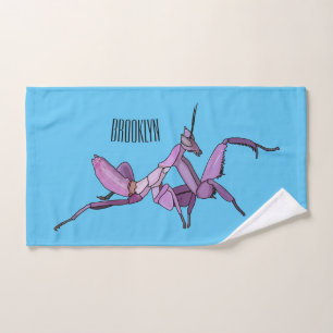 Orchid mantis cartoon illustration bath towel set