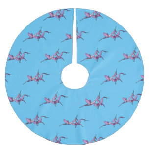 Orchid mantis cartoon illustration brushed polyester tree skirt