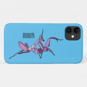 Orchid mantis cartoon illustration iPhone 11 case