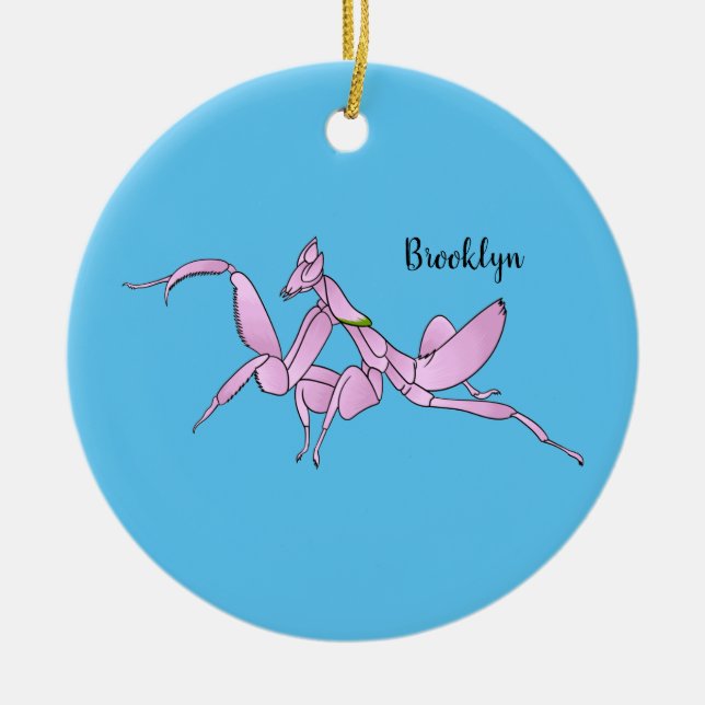 Orchid mantis cartoon illustration ceramic tree decoration (Front)