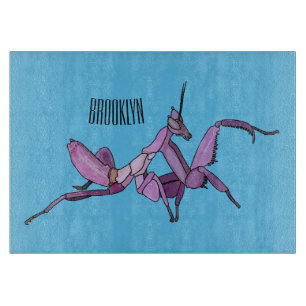 Orchid mantis cartoon illustration cutting board