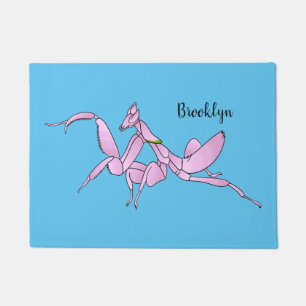 Orchid mantis cartoon illustration doormat