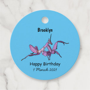 Orchid mantis cartoon illustration favour tags