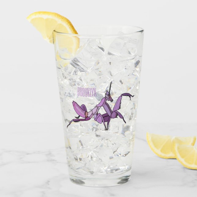 Orchid mantis cartoon illustration glass (Front Ice)