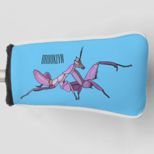 Orchid mantis cartoon illustration golf head cover