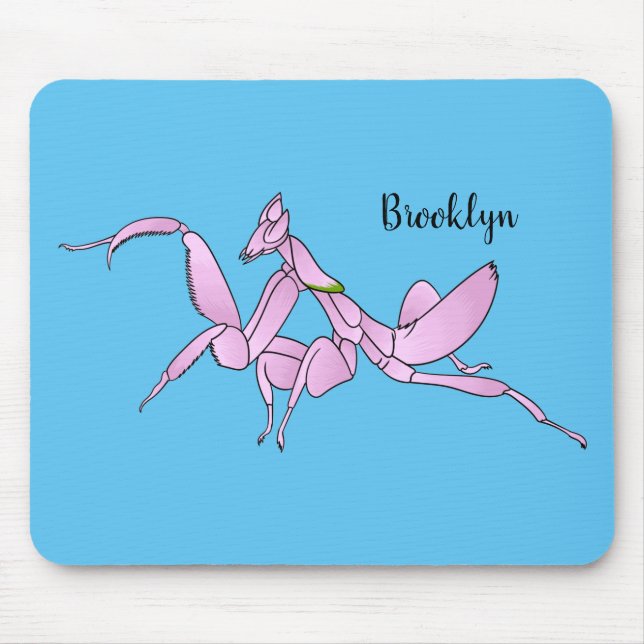 Orchid mantis cartoon illustration  mouse mat (Front)