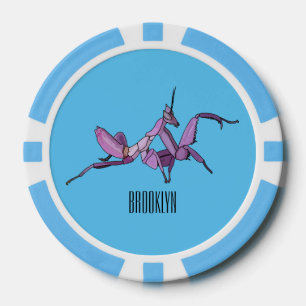 Orchid mantis cartoon illustration poker chips