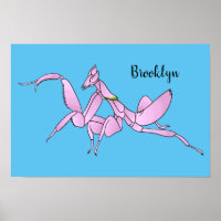 Orchid mantis cartoon illustration  
