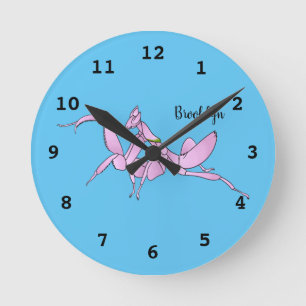 Orchid mantis cartoon illustration  round clock