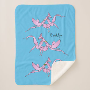 Orchid mantis cartoon illustration sherpa blanket