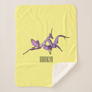 Orchid mantis cartoon illustration sherpa blanket