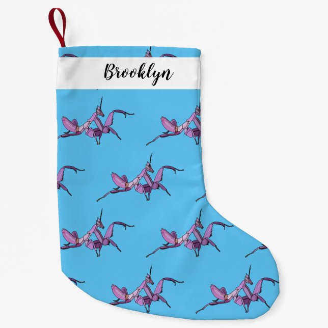 Orchid mantis cartoon illustration small christmas stocking (Front)