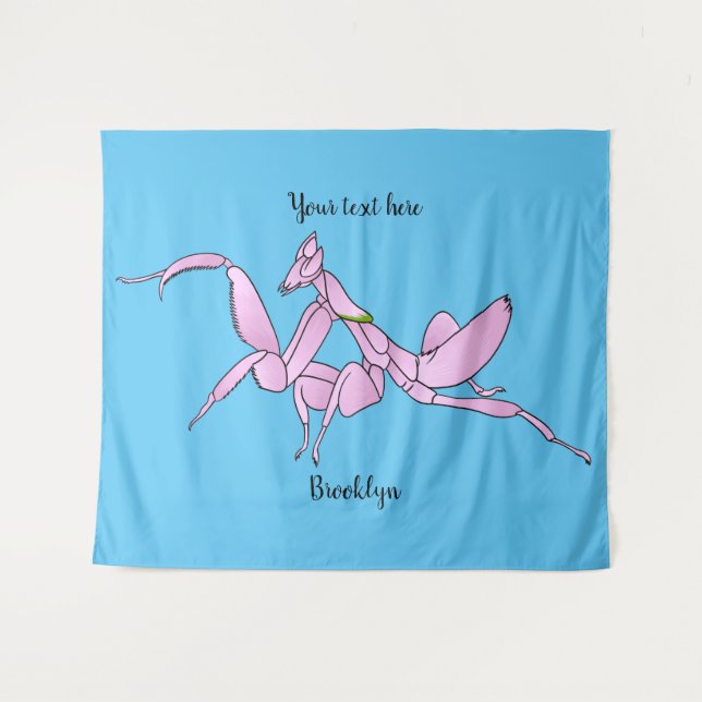 Orchid mantis cartoon illustration  tapestry (Front (Horizontal))