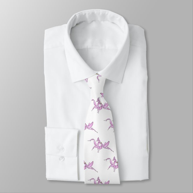 Orchid mantis cartoon illustration tie (Tied)
