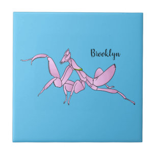 Orchid mantis cartoon illustration tile