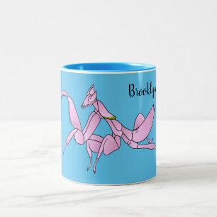Orchid mantis cartoon illustration  Two-Tone coffee mug
