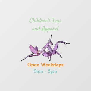 Orchid mantis cartoon illustration window cling