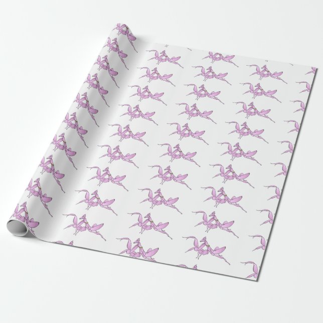 Orchid mantis cartoon illustration  wrapping paper (Unrolled)
