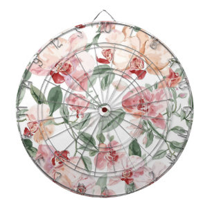 Orchid Meadow Watercolor Floral Blushing Botanical Dartboard