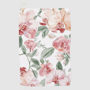 Orchid Meadow Watercolor Floral Blushing Botanical Golf Towel