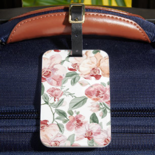 Orchid Meadow Watercolor Floral Blushing Botanical Luggage Tag