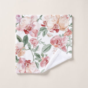Orchid Meadow Watercolor Floral Blushing Botanical Wash Cloth