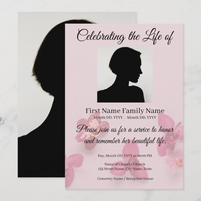 Orchid memorial invitation (Front/Back)