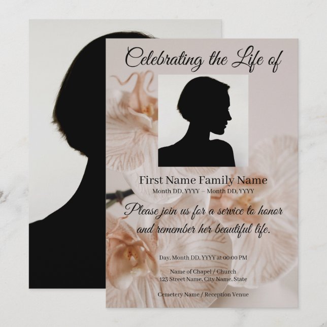 Orchid memorial invitation (Front/Back)