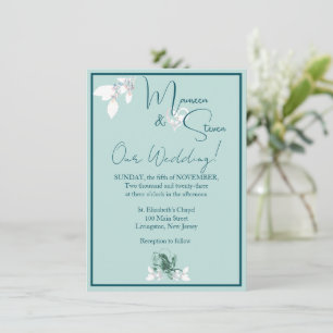 Orchid Mint Green & White Wedding Invitation