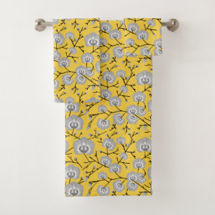 orchid mustard pattern bath towel set