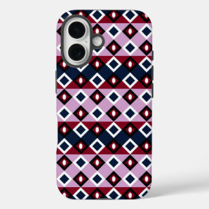 Orchid Navy Plaid Kilt Square Diamonds Tiled iPhone 16 Case