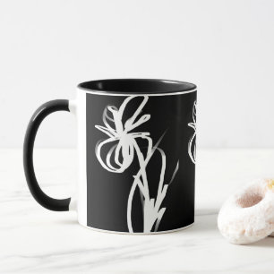 Orchid Noir: Abstract Black and White Mug