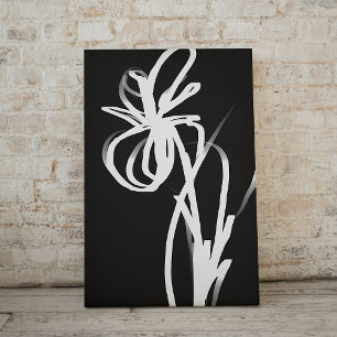 Orchid Noir: Abstract Black & White Canvas Print