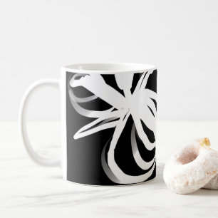Orchid Noir: Abstract Black & White Coffee Mug