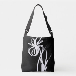 Orchid Noir: Abstract Black & White Crossbody Bag