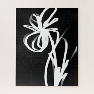 Orchid Noir: Abstract Black & White Jigsaw Puzzle