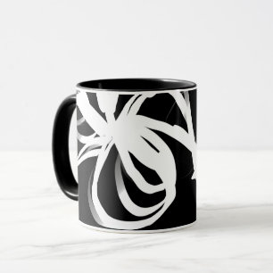 Orchid Noir: Abstract Black & White Mug