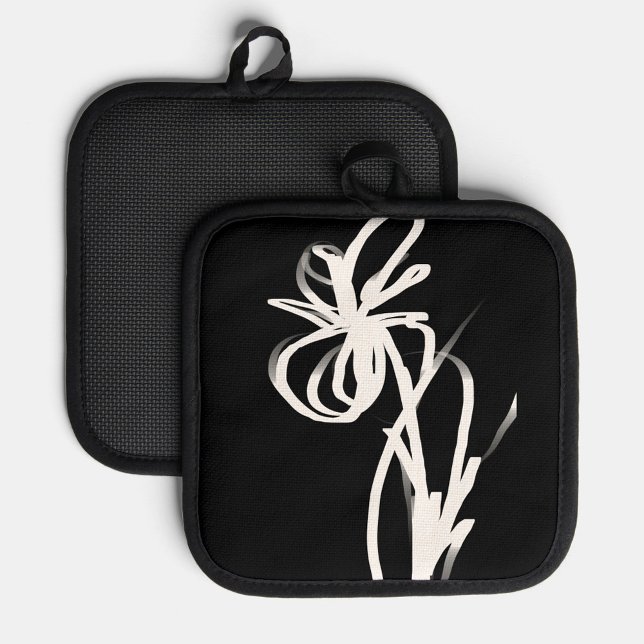 Orchid Noir: Abstract Black & White Pot Holder (Creator Uploaded)