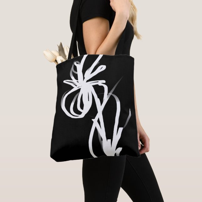 Orchid Noir: Abstract Black & White Tote Bag (Close Up)