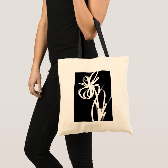 Orchid Noir: Abstract Black & White Tote Bag (Front (Product))