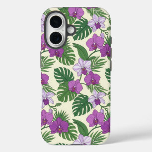 Orchid Oasis Purple Orchid & Tropical Leaves iPhone 16 Case