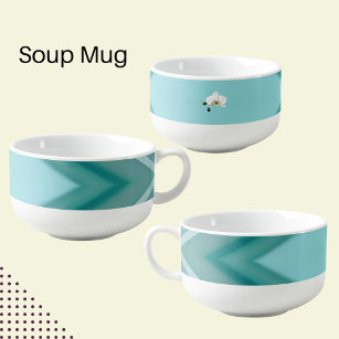 Orchid on Aqua Blue Background Soup Mug
